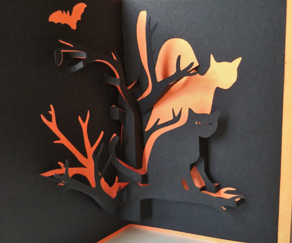 make your own spooky halloween cat printable pop up card