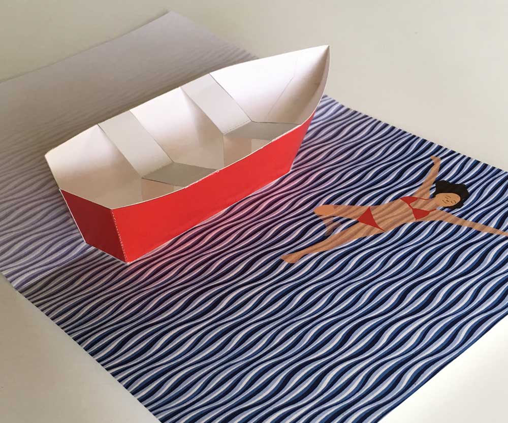 Row boat pop-up card printable template