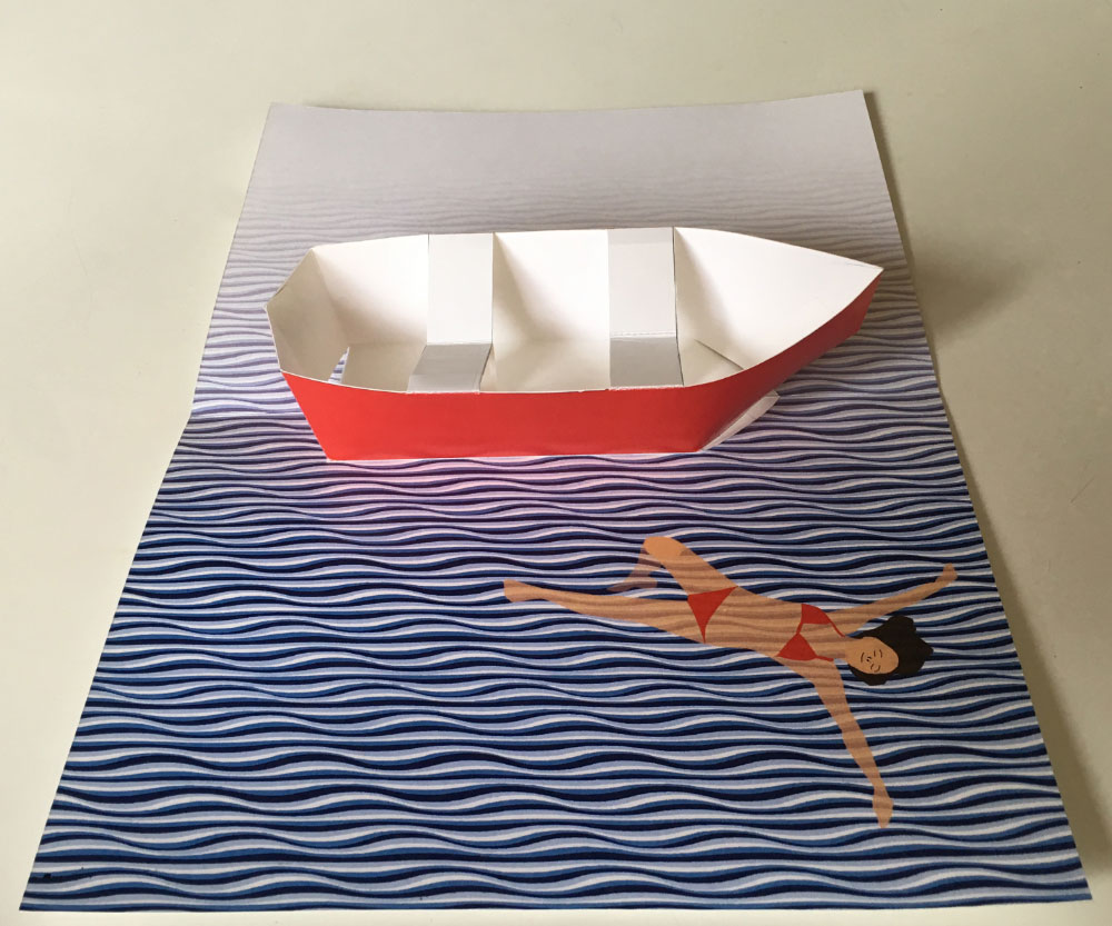 Row boat pop-up card printable template
