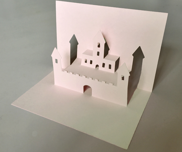 Castle pop-up card template. Easy DIY paper craft project